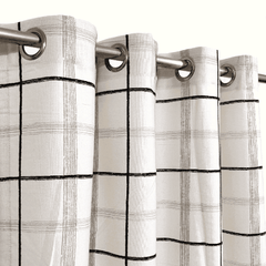 Off-White Checkered Duck Cotton Curtain
