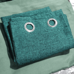 Premium Jute Curtains - Teal Green