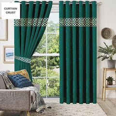 Premium Versace Velvet Curtain Panels - Green