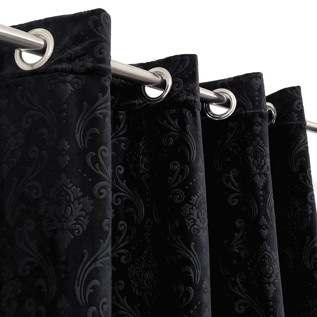 Premium Self Embossed Velvet Curtain - Black