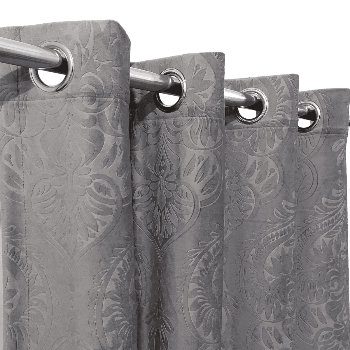 Premium Self Embossed Velvet Curtain - Grey