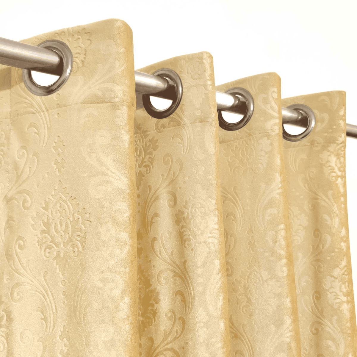 Premium Self Embossed Velvet Curtain - Golden