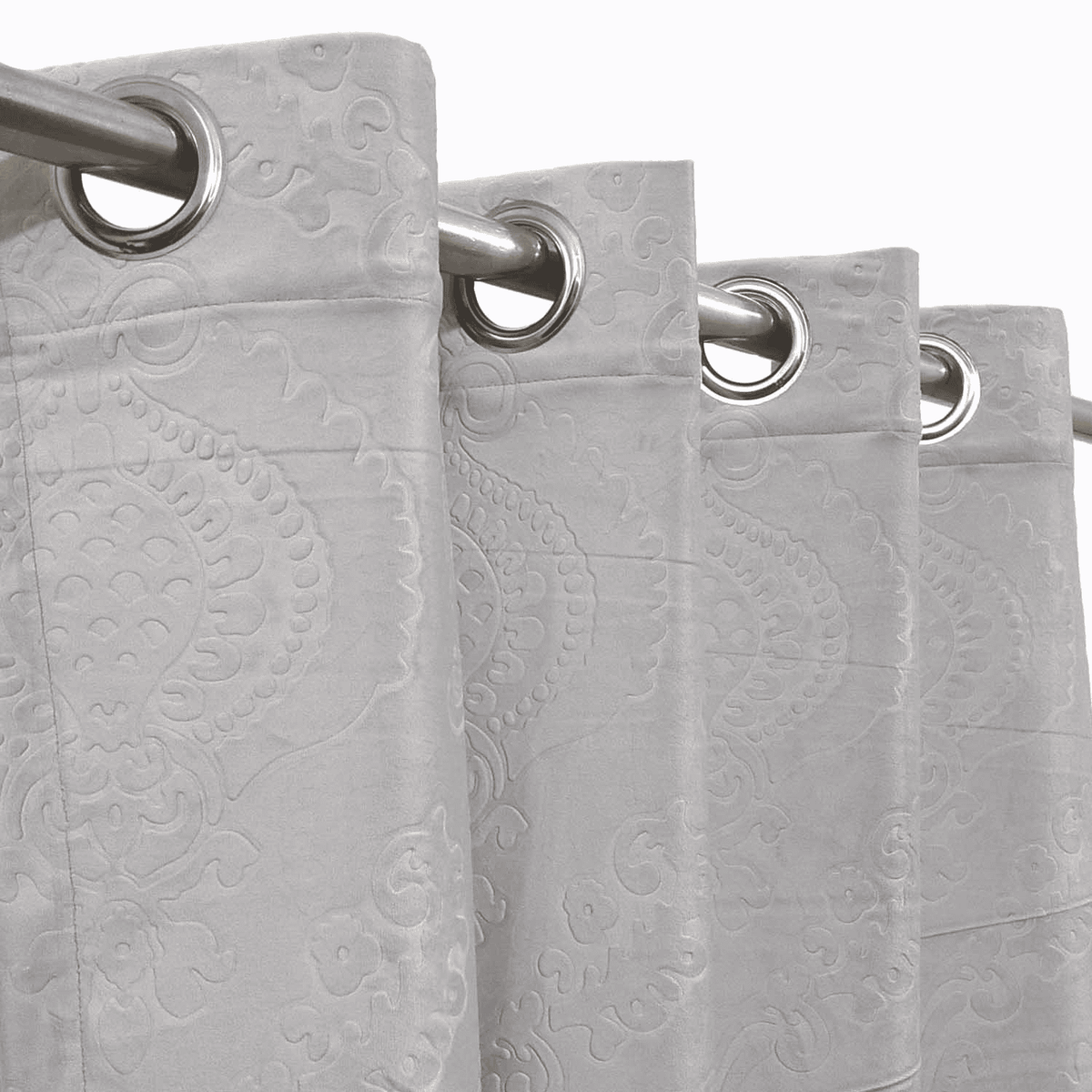 Premium Self Embossed Velvet Curtain - Lite Grey