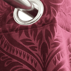Premium Self Embossed Velvet Curtain - Lite Maroon