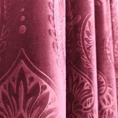 Premium Self Embossed Velvet Curtain - Lite Maroon