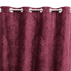 Premium Self Embossed Velvet Curtain - Lite Maroon