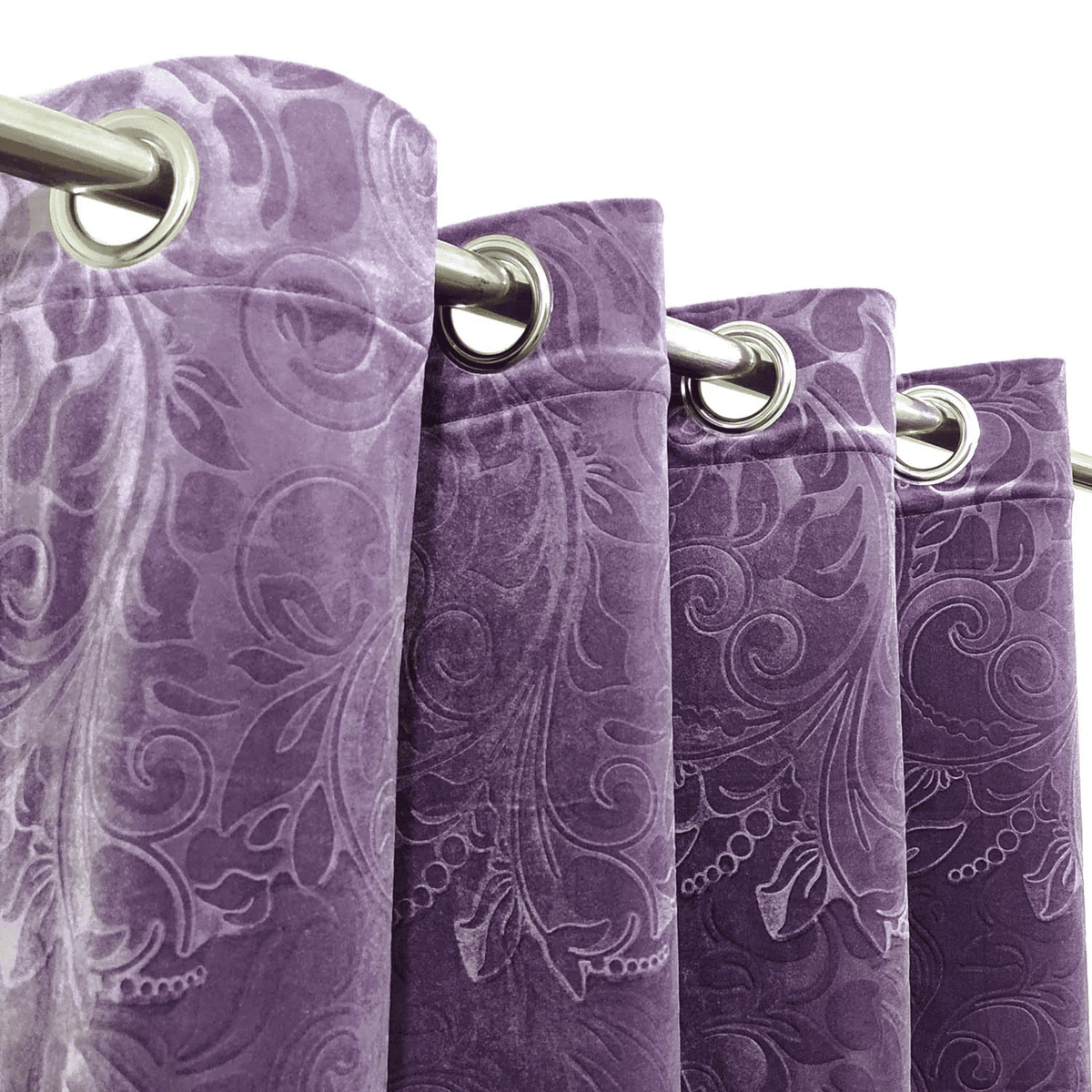 Premium Self Embossed Velvet Curtain - Lite Purple