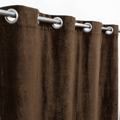 Premium Self Embossed Velvet Curtain - Medium Brown