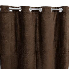 Premium Self Embossed Velvet Curtain - Medium Brown