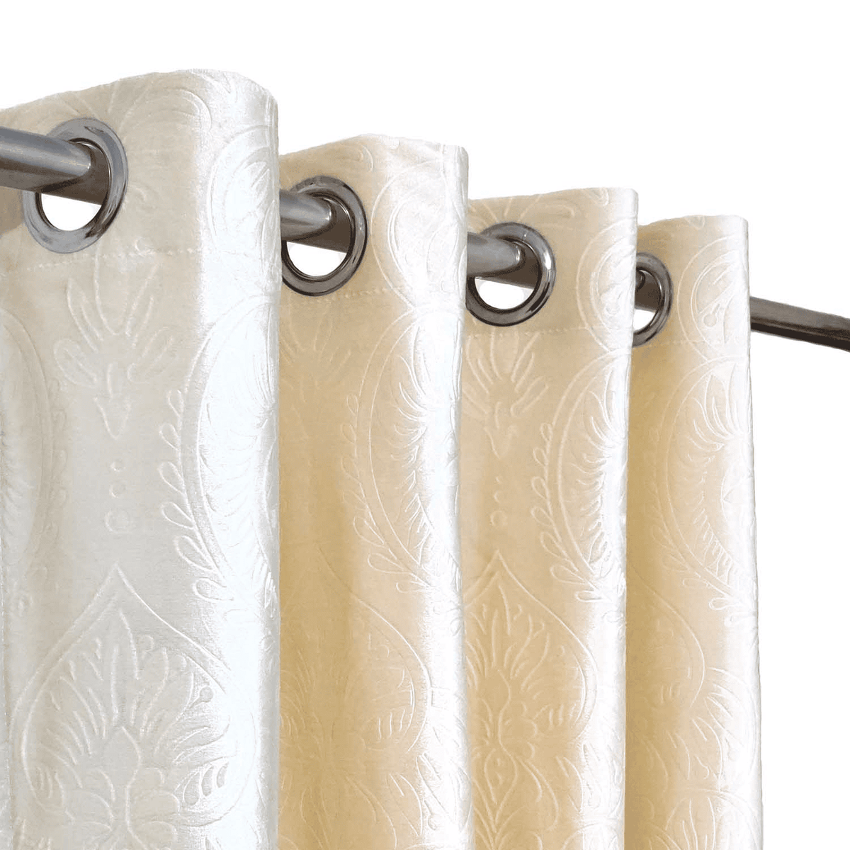 Premium Self Embossed Velvet Curtain - Off White