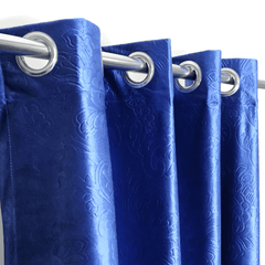 Premium Self Embossed Velvet Curtain - Royal Blue