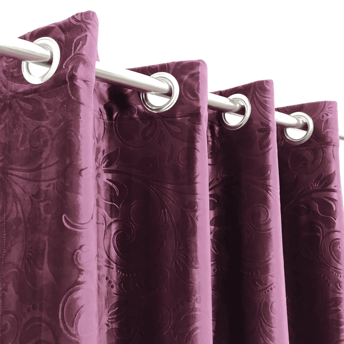 Premium Self Embossed Velvet Curtain - Shiny Purple