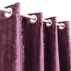 Premium Self Embossed Velvet Curtain - Shiny Purple