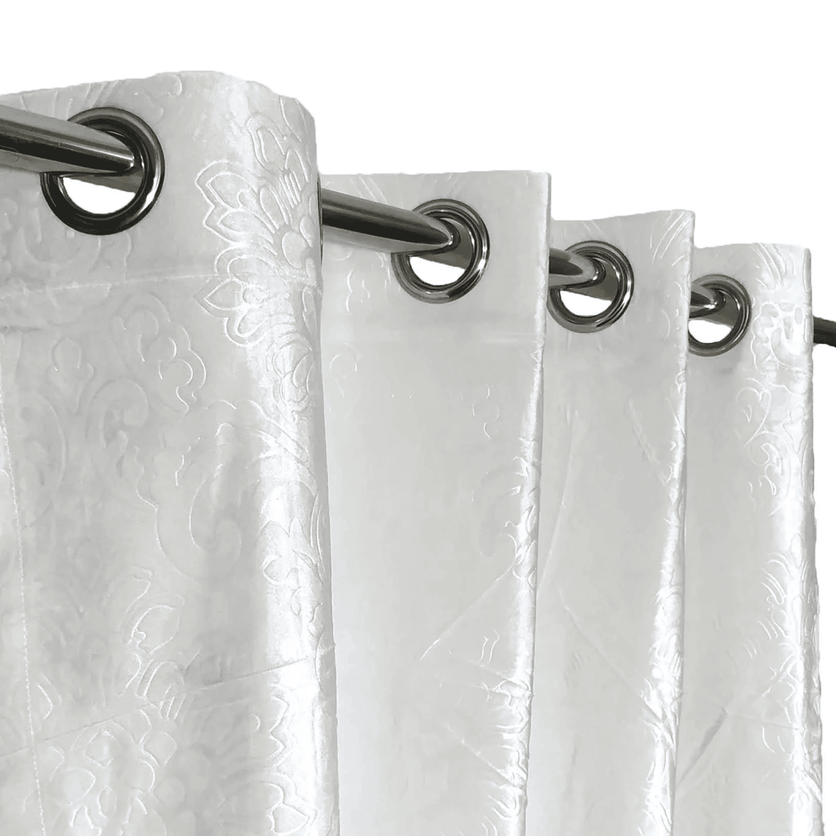 Premium Self Embossed Velvet Curtain - White
