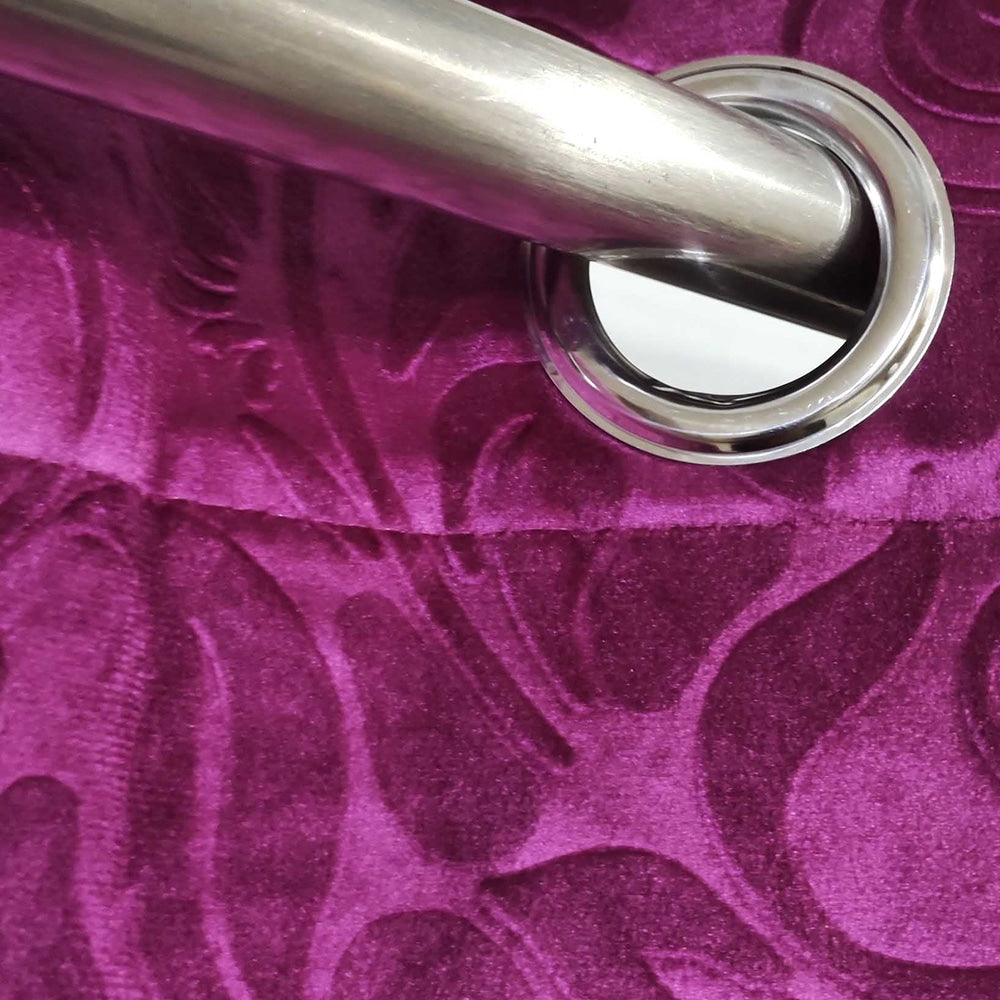 Self Embossed Velvet Curtain Bright Purple 2