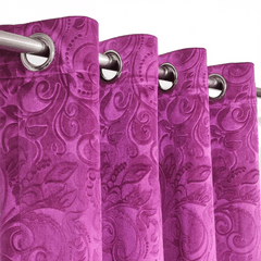 Self Embossed Velvet Curtain Bright Purple