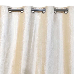 Self Embossed Velvet Curtain Off White 3