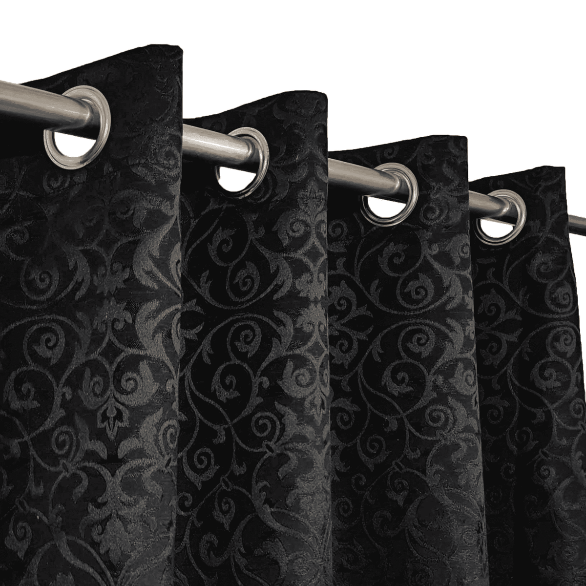 Self Print Thick Shanghai Curtain - Black 1