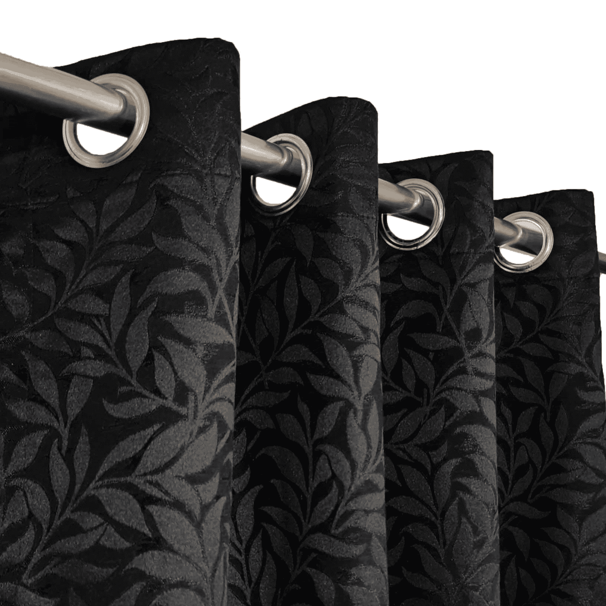Self Print Thick Shanghai Curtain - Black 2-1-2