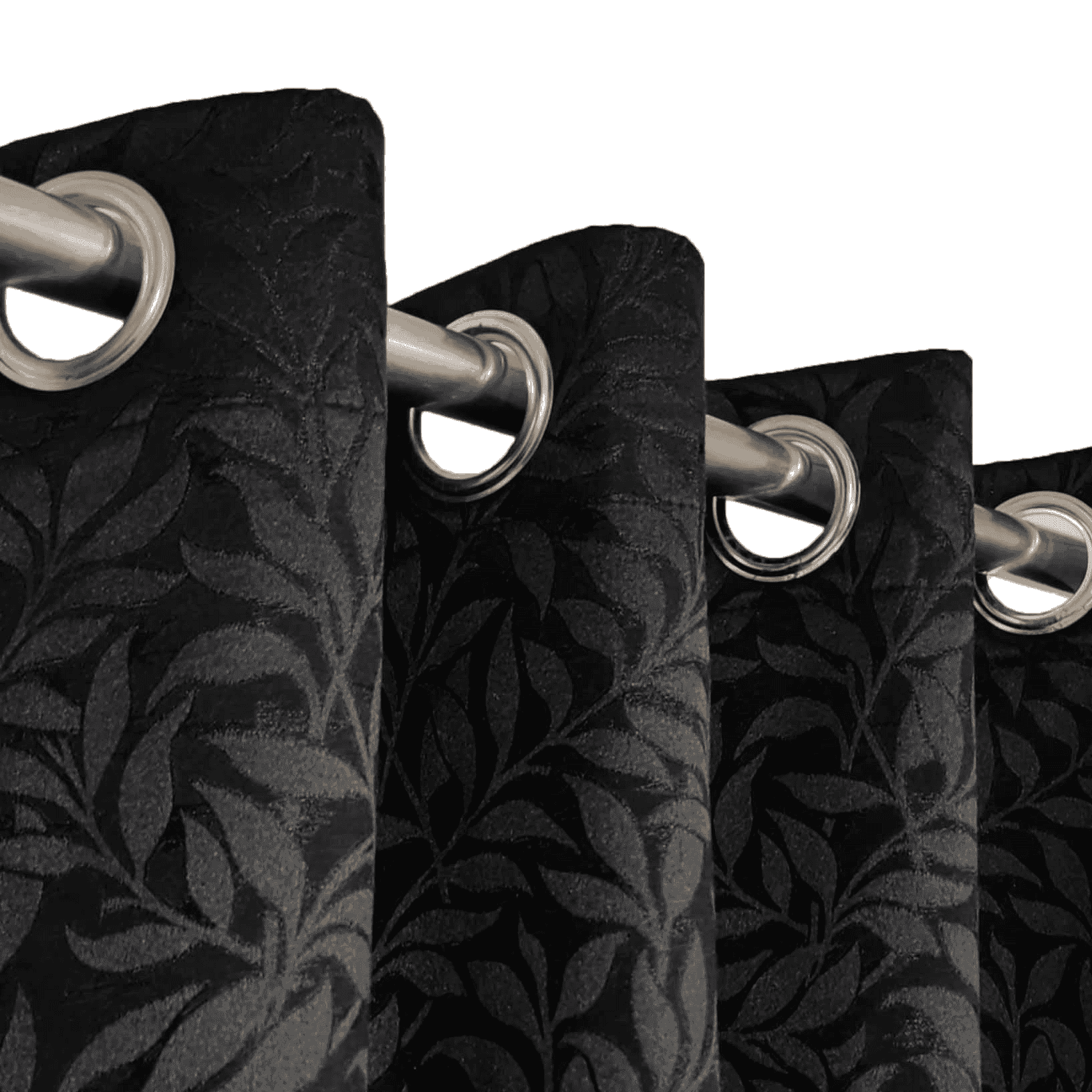 Self Print Thick Shanghai Curtain - Black 2-1-3