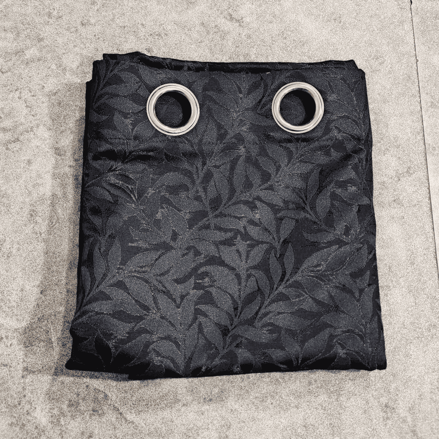 Self Print Thick Shanghai Curtain - Black 2-1-6