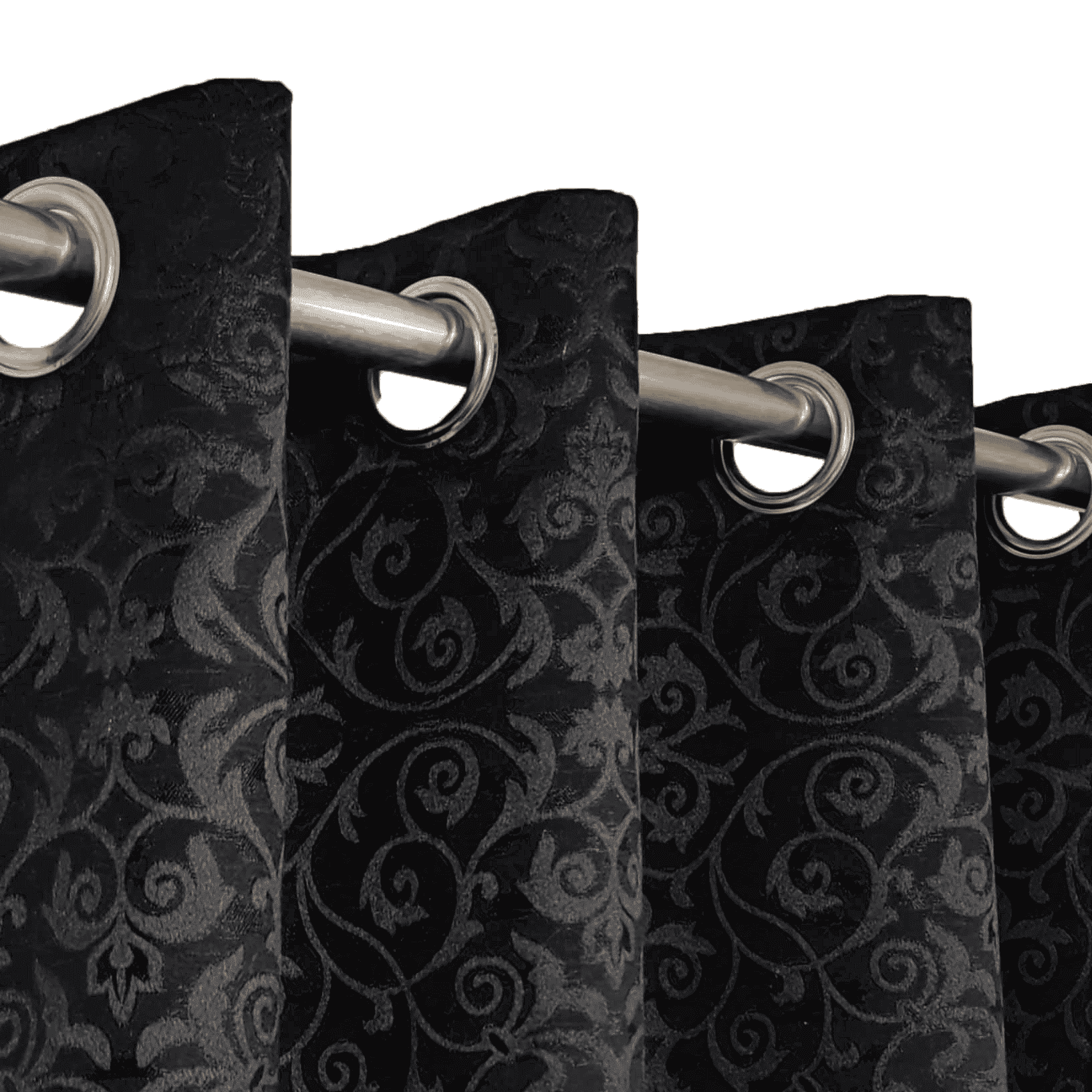 Self Print Thick Shanghai Curtain - Black 2