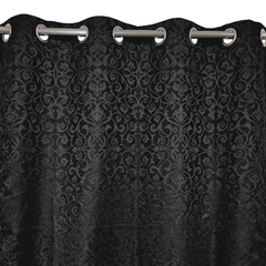Self Print Thick Shanghai Curtain - Black 3-1