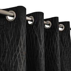 Self Print Thick Shanghai Curtain - Black 3