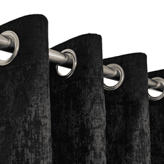 Self Print Thick Shanghai Curtain - Black 4-1