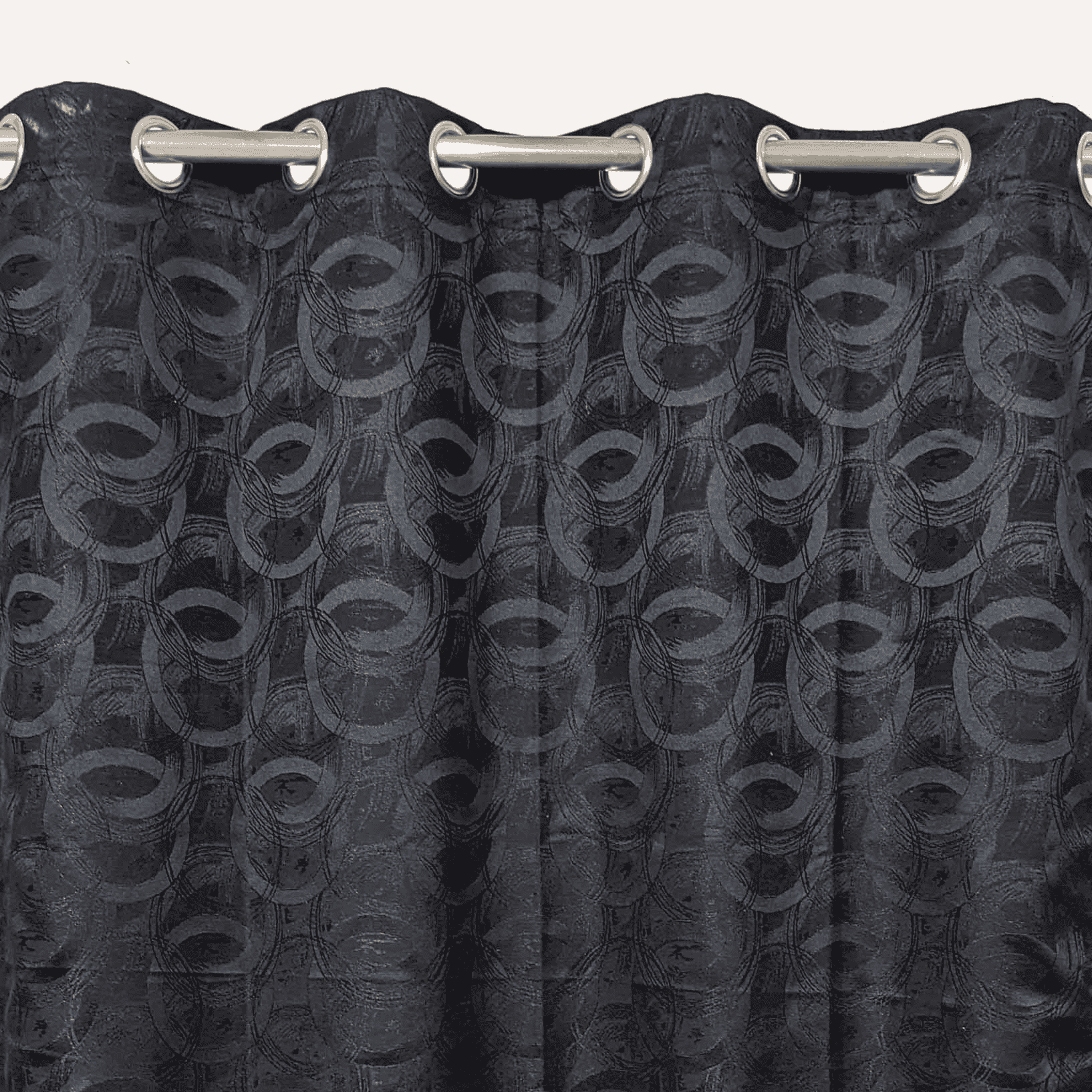 Self Print Thick Shanghai Curtain - Black 5-2
