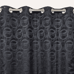 Self Print Thick Shanghai Curtain - Black 5-2