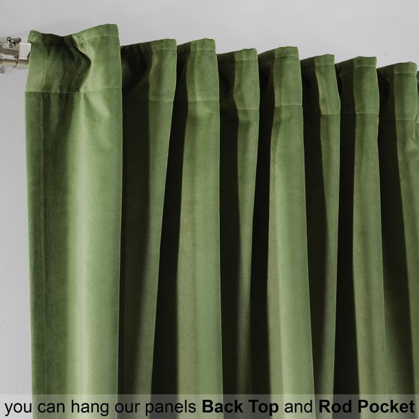 olive green velvet curtain
