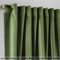 olive green velvet curtain