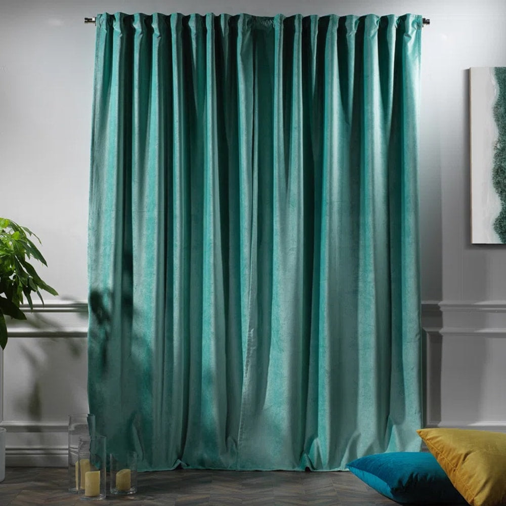 velvet curtain - teal