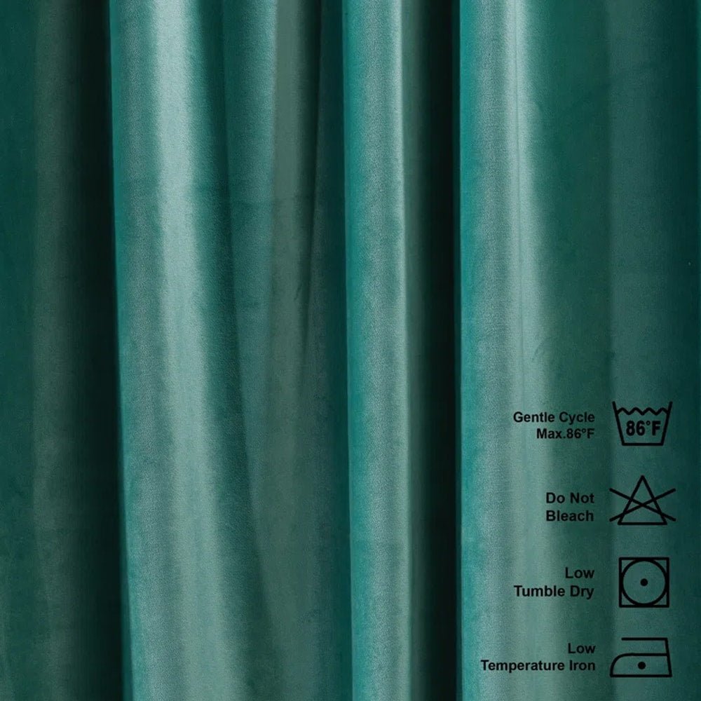 velvet curtains - teal blush