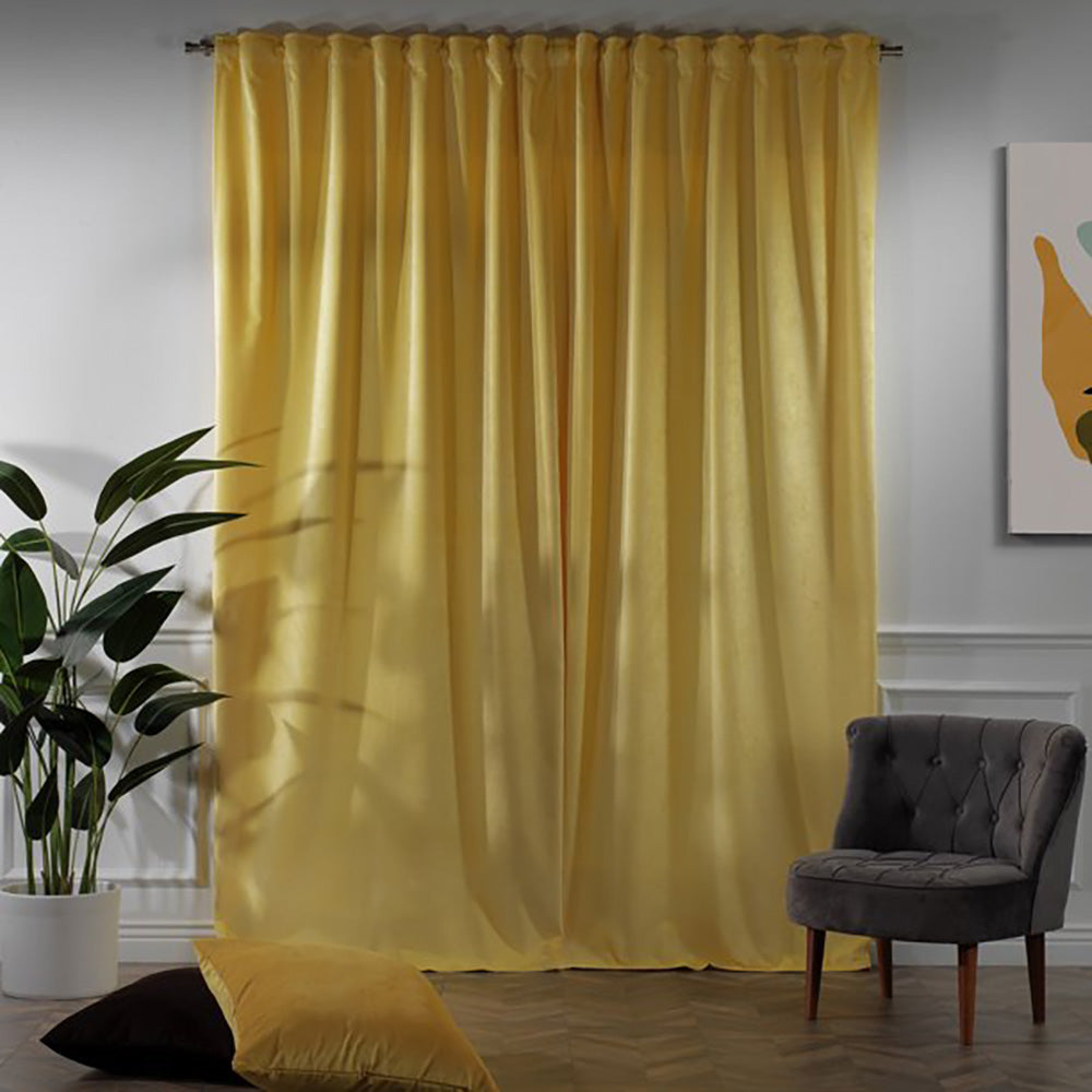 velvet curtains - yellow