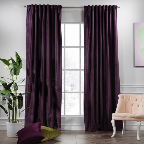 velvet curtains purple